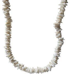 Boho White Shell Wood Chip Beaded Necklace Beach Core Ocean Surfer Jewelry Men